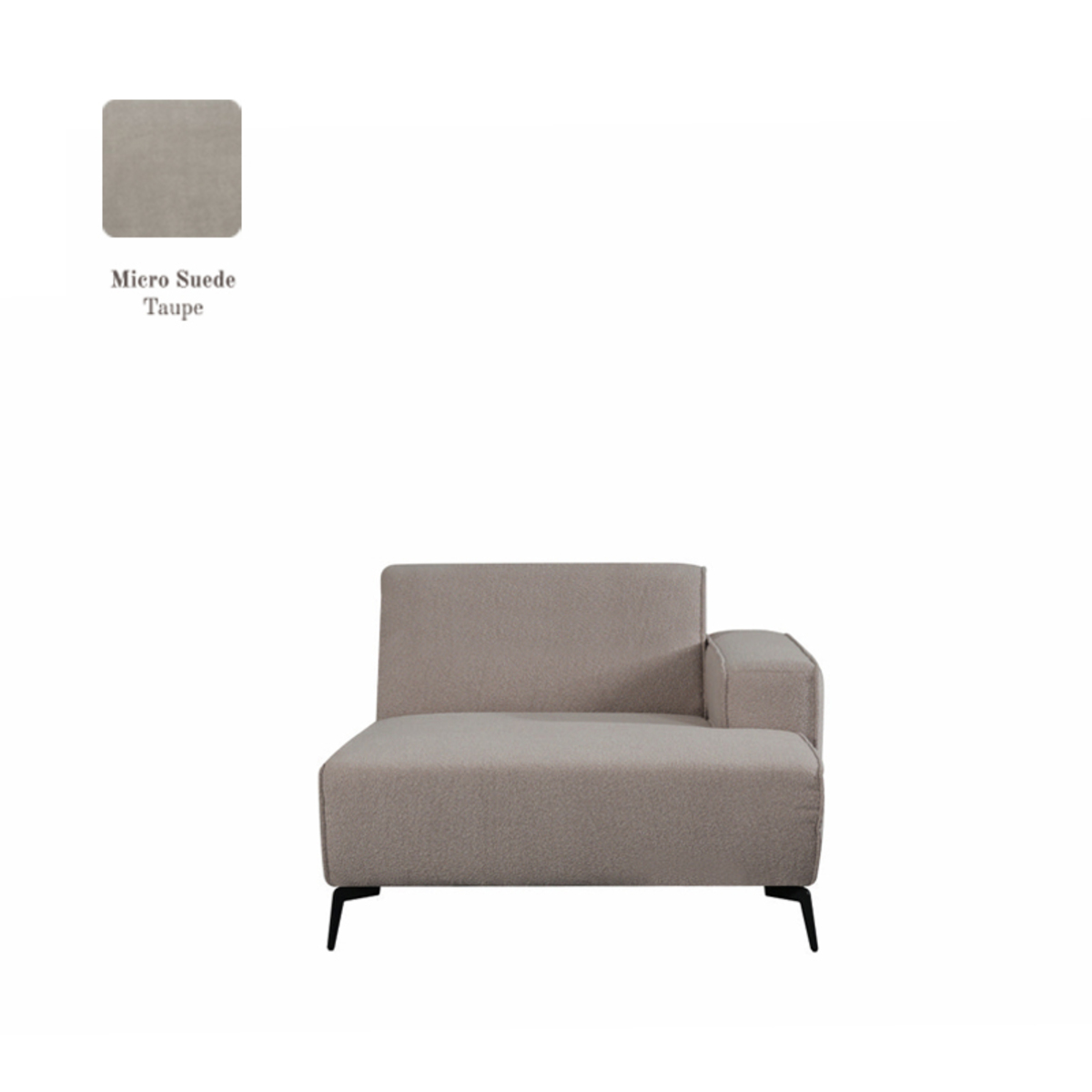 Bank Nero - Taupe - Micro Suede - Longchair Arm Rechts Voorstaand - LABEL51